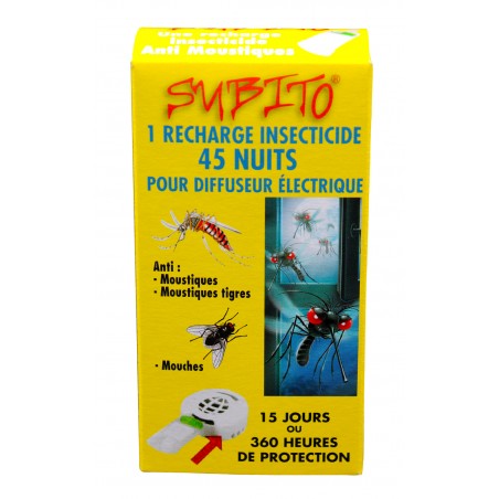 Recharge insecticide 45 nuits pour diffuseur électrique mouches et moustiques - Subito | Insecticide Antinuisible Professionnel