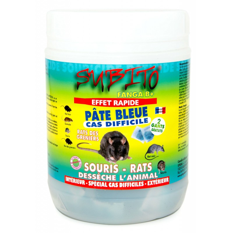 Pâte bleue Fanga B+ anti-rats et anti-souris cas difficile 150g Subito | Insecticide Antinuisible Qualité Professionnelle