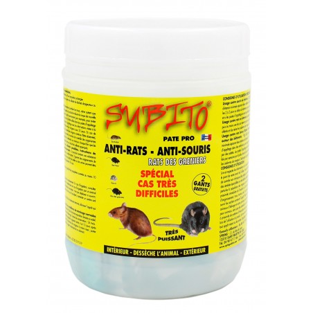 Pâte Pro anti-rats et anti-souris spécial cas très difficile 150g Subito | Insecticide Antinuisible Qualité Professionnelle