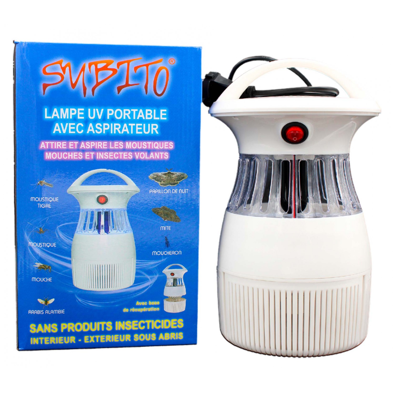 Lampe UltraViolet portable avec aspirateur à insectes volants Subito 4 | Insecticide Antinuisible Qualité Professionnelle