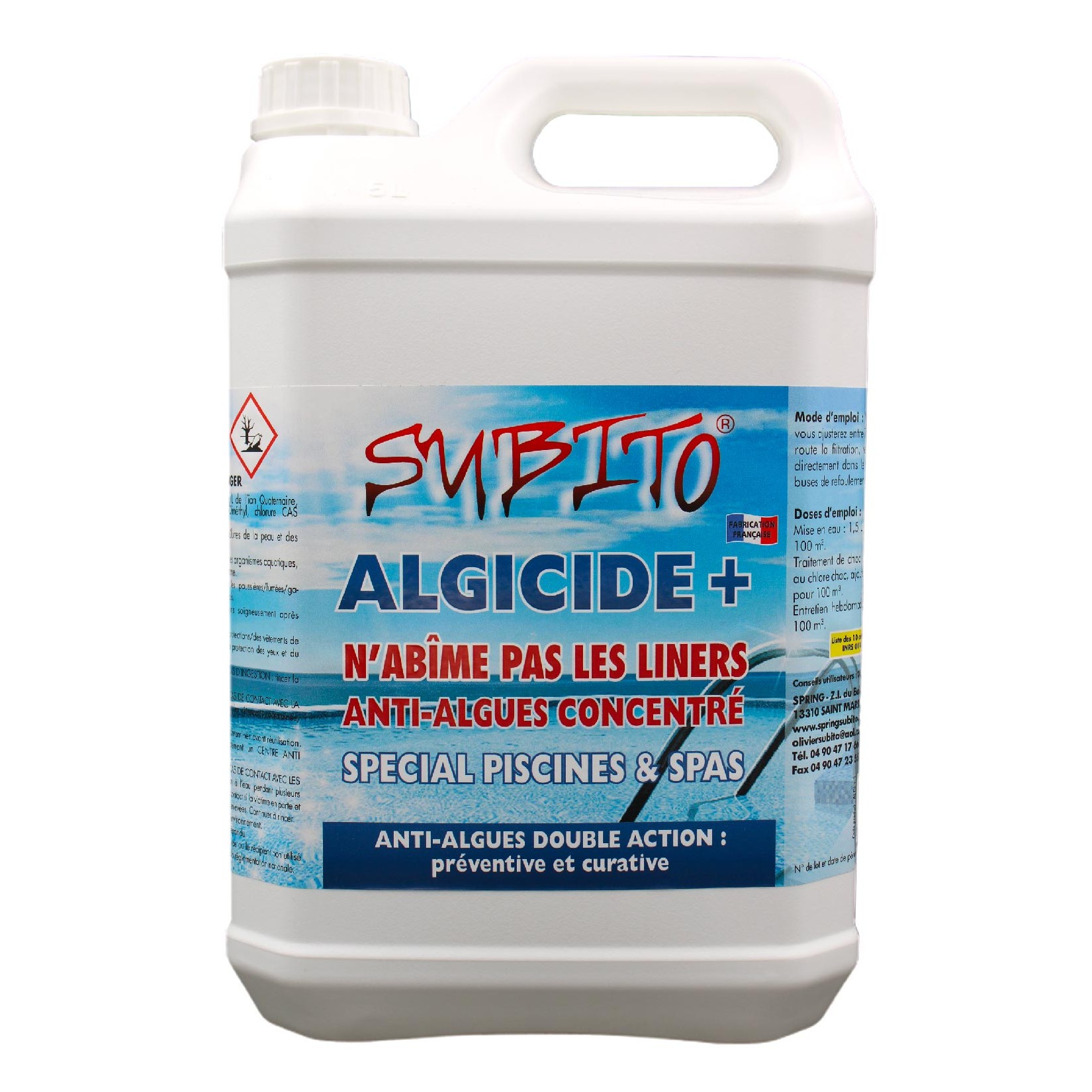 Algicide+ Anti-algues concentré spécial Piscines et Spas de Subito | Insecticide Antinuisible Qualité Professionnelle