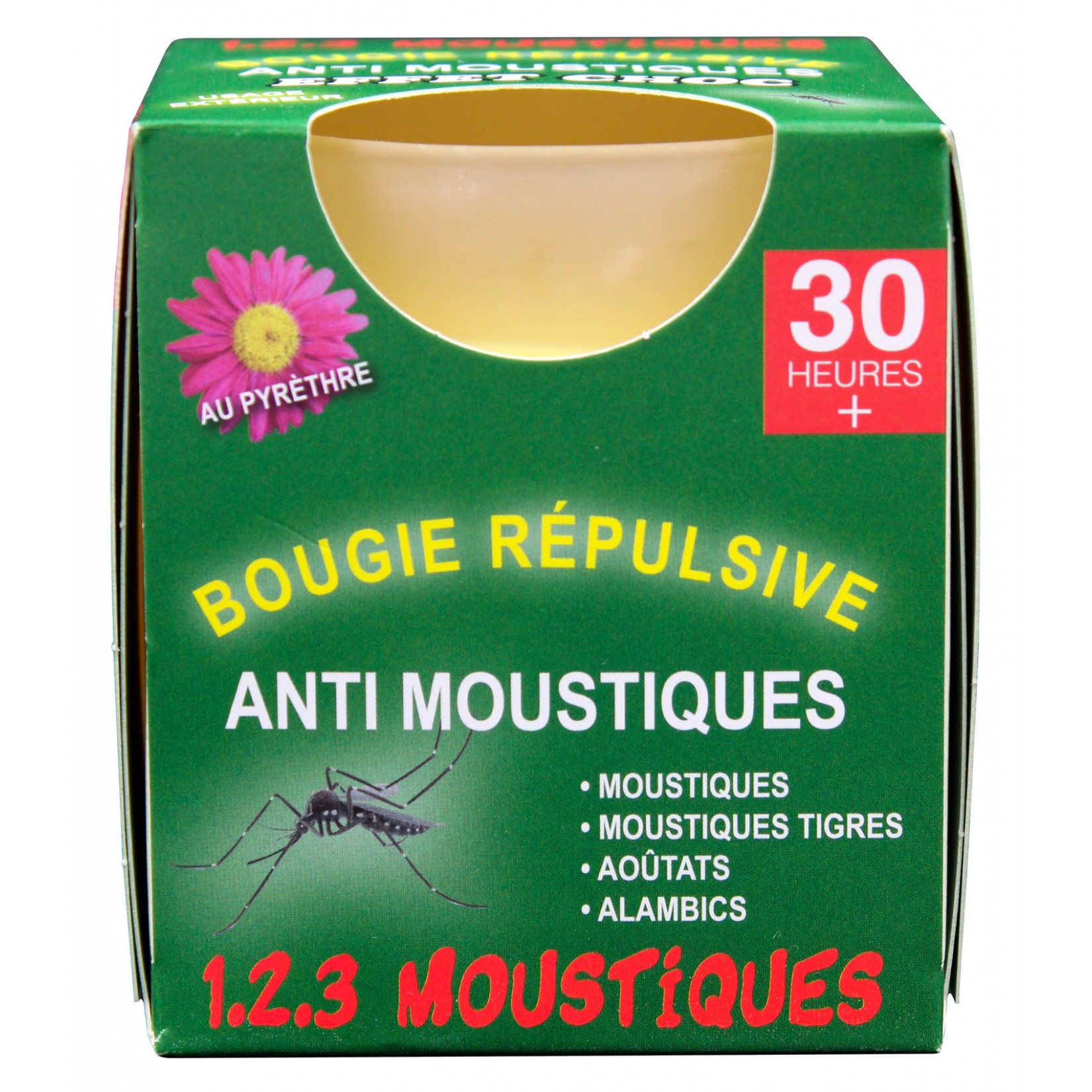 123 Moustiques Bougies répulsive anti-moustiques au Pyrèthre 30h | Insecticide Antinuisible Qualité Professionnelle