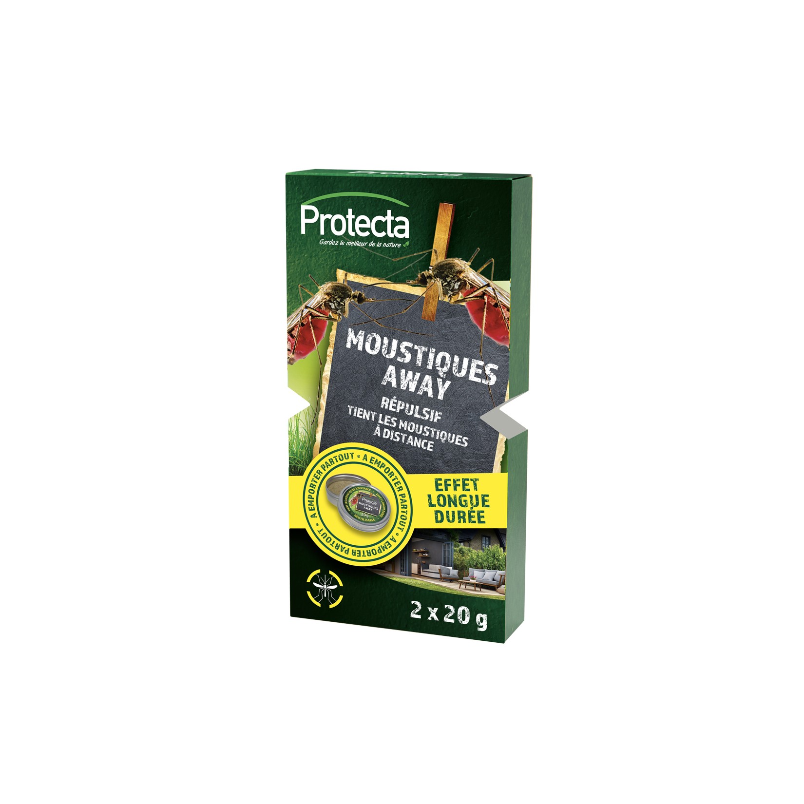 Répulsif Moustiques Away – Protecta - deux boites de 20g | Insecticide Antinuisible Shop